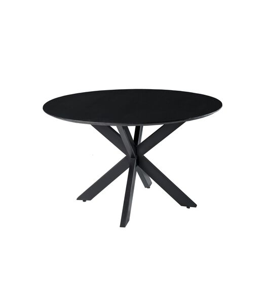 Nordic - Table de salle à manger - acacia - noir - ronde - dia 130cm - pied araignée - acier laqué