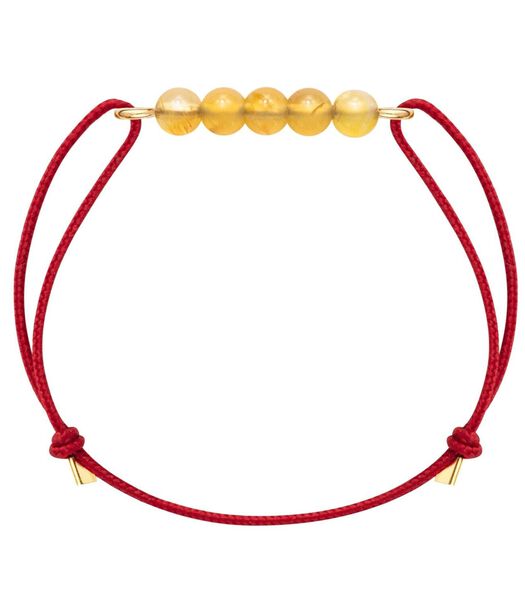 Bracelet Citrine sur Or 14K gold-filled & cordon rouge