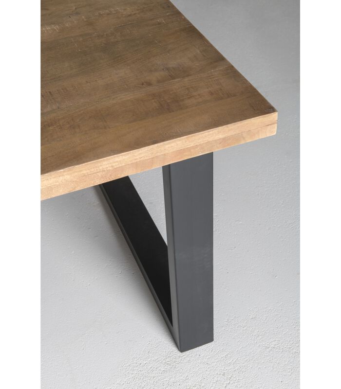 Omerta - Table de salle à manger - rectangulaire - 220cm - mangue - naturel - pied en U en acier - laqué noir image number 3