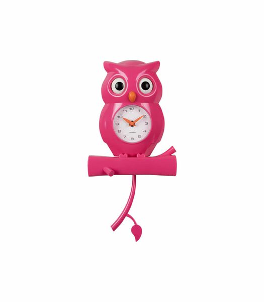Wandklok Owl Pendulum - Roze - 20x8.5x37.5cm