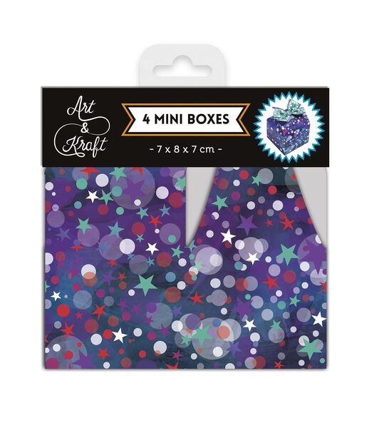 Mini boîte cadeau - Motifs bulles et étoiles colorées