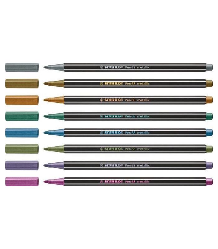 Pen 68 metallic - premium viltstift etui met 8 kleuren image number 2
