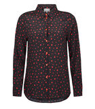 Zwarte blouse met rode sterren van viscose. image number 1