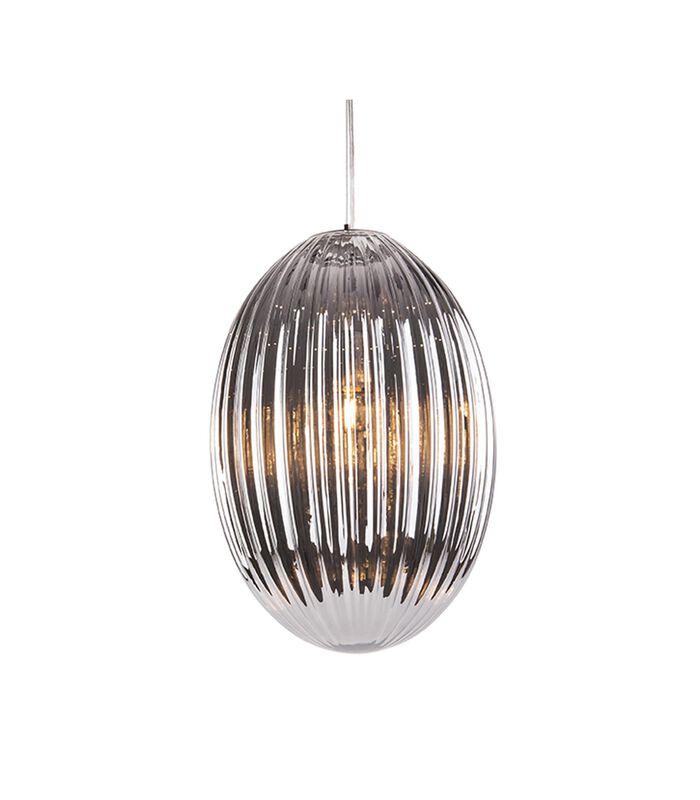 Lampe pendante Smart - verre ovale Smokey Grey - Large - 30x44cm image number 0