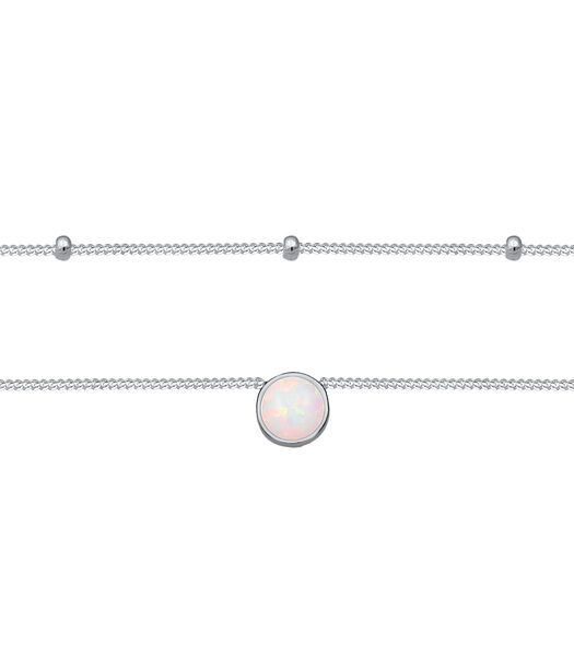 Halsketting Dames Choker Bal Laagje Trend Met Synthetische Opaal In 925 Sterling Zilver