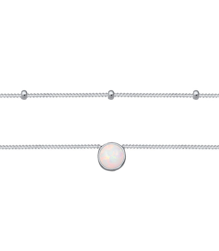 Halsketting Dames Choker Bal Laagje Trend Met Synthetische Opaal In 925 Sterling Zilver image number 1