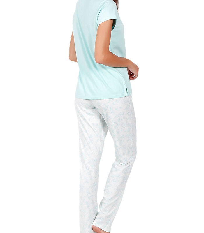 Pyjama broek t-shirt Summer Flowers groen image number 1