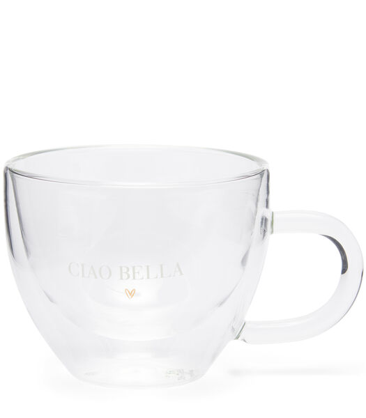 dubbelwandig thee- koffieglas tekst - Ciao Bella - 230 ML