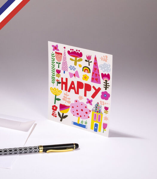 Carte simple Bouton d'or  - HAPPY