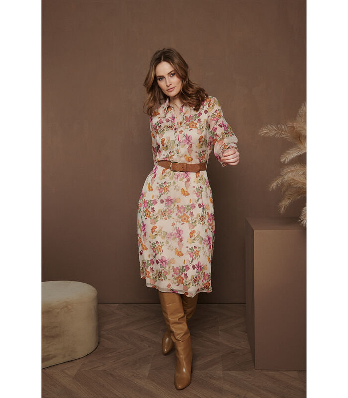 Vrouwelijke jurk in pastel bloemenprint image number 0