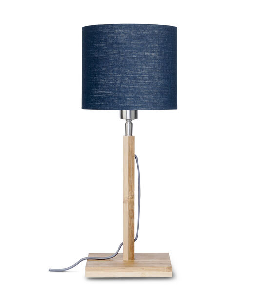 Tafellamp Fuji - Blauw/Bamboe - Ø18cm