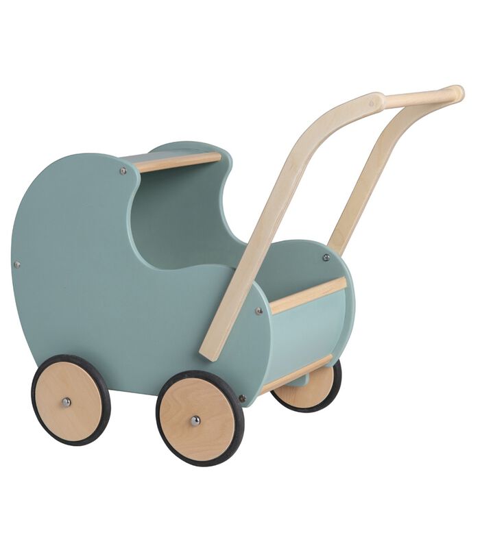 houten speelgoed poppenwagen vintage/retro  - Blauw/groen (Kinderopvang kwaliteit) image number 2