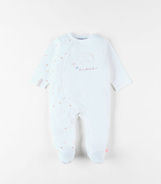 Jersey 1-delige pyjama met olifant voor pasgeborenen, beige