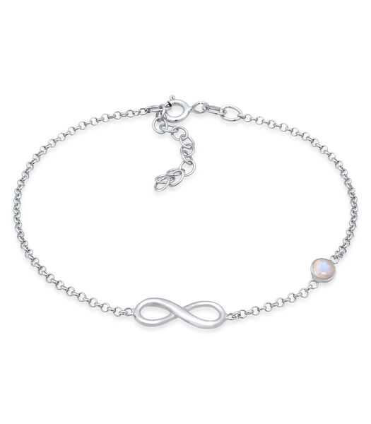 Bracelet Femmes Solitaire Symbole D'infini Avec Pierre De Lune En Argent Sterling 925