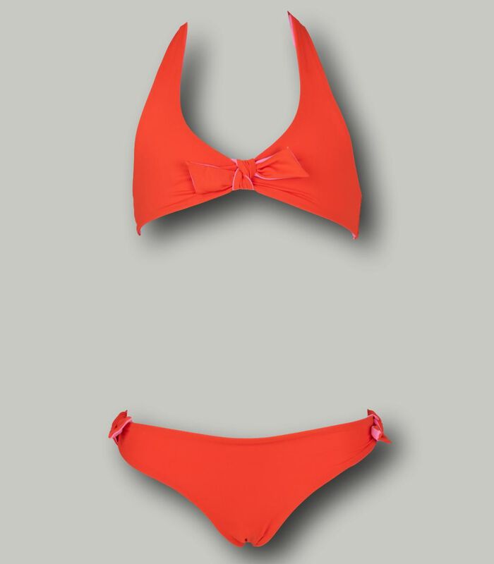 2-delig driehoekig meisjeszwempak in tweekleurig pomelo image number 0