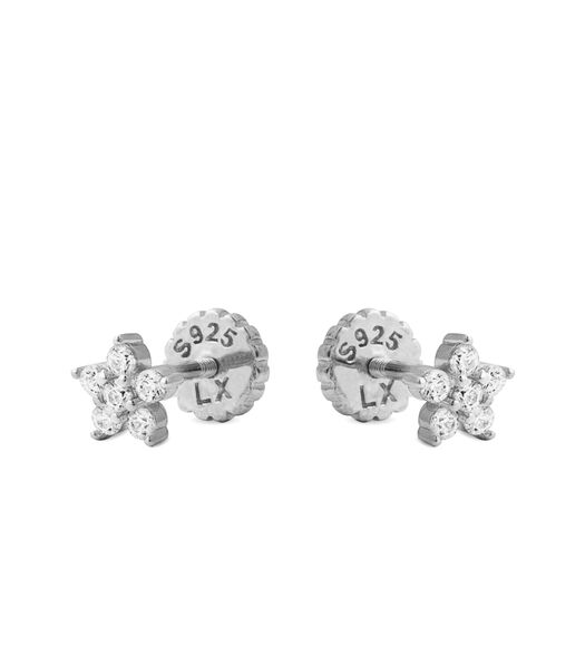 Boucles d'oreilles, avec fermoir à vis en argent 925 et zircon cubique brillant plaqué rhodium