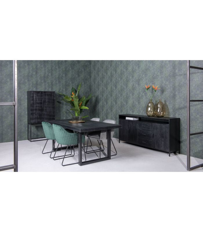 Black Omerta - Table de salle à manger - mangue - noir - rectangulaire - 180x100 cm - pied en U en acier - laqué noir image number 3