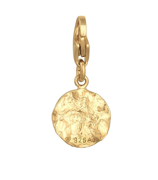 Amulette Charm Pour Femmes Plaque Ronde Ondulée En Argent Sterling 925