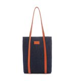 The Tote - Tote bag en jean recyclé finition cuir orange image number 0