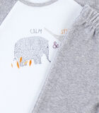 Pyjama 2 pièces éléphant en velours, écru/gris clair image number 3