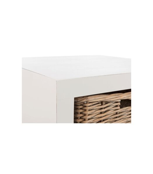 Cottage - Table de chevet - blanc - bois - 1 panier - rustique