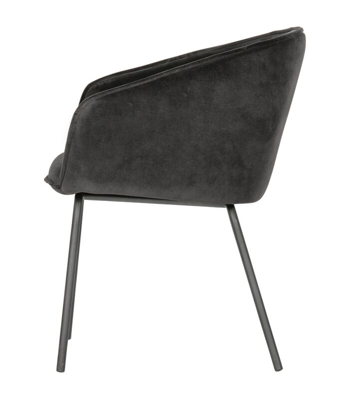 Lot de 2 chaises de table - Velours - Noir - 75x63x62 cm - Sien image number 4