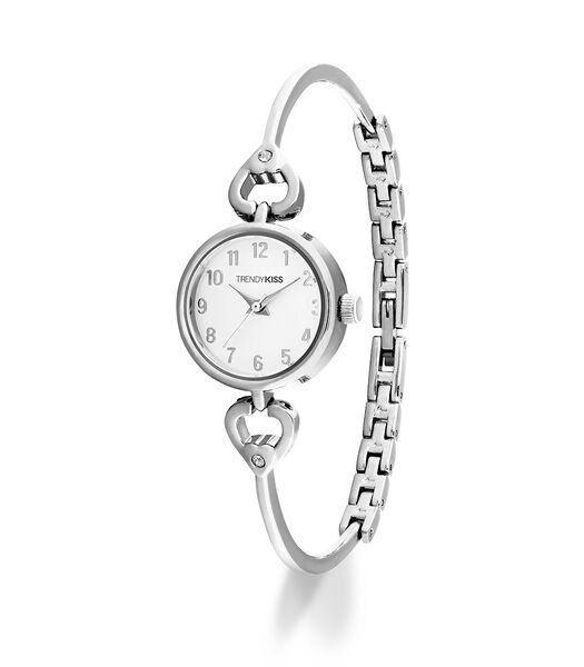 Montre femme analogique - Bracelet semi-rigide avec motif cœur et pierre - Astrid