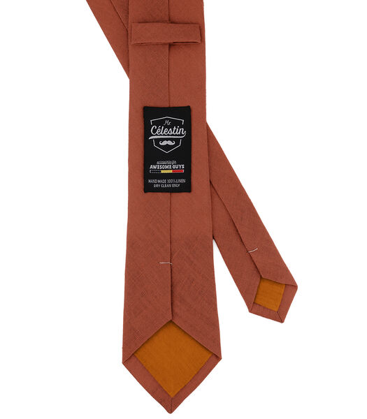 Cravate en lin terracotta rouille - RUSTIC - Fabriquée à la main
