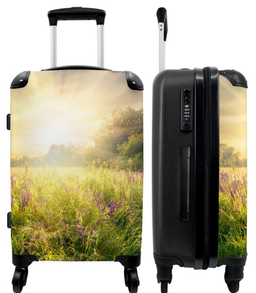 Handbagage Koffer met 4 wielen en TSA slot (Bloemen - Gras - Landschap - Zon - Bomen)