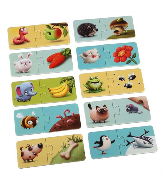 Puzzle - Que mangent les animaux - 10x 2 pièces