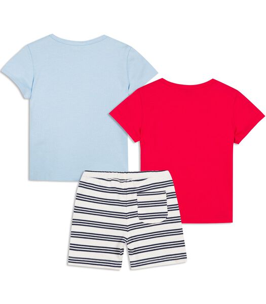 3-delige set T-shirts en fleece shorts