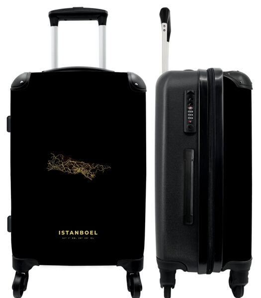 Handbagage Koffer met 4 wielen en TSA slot (Istanboel - Stadskaart - Kaarten - Goud - Plattegrond)