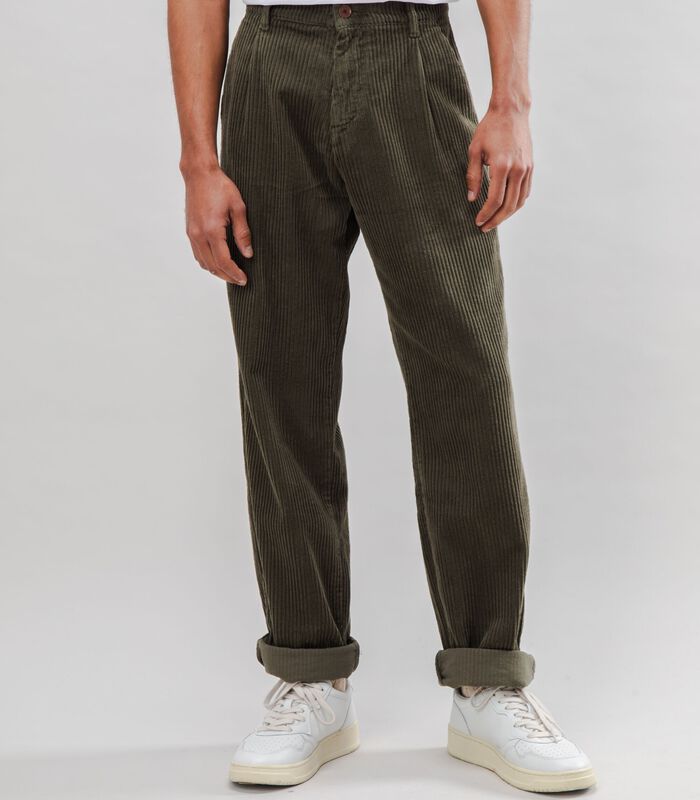 Corduroy Pleated Chino Pants Stone Green image number 0