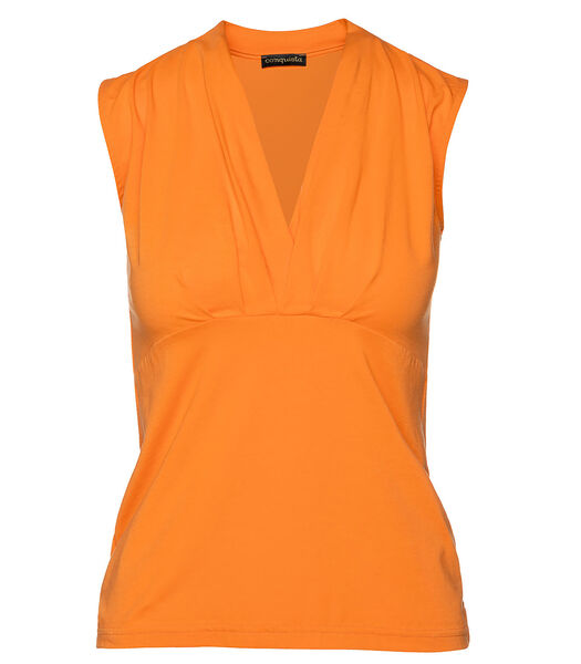 Orange mouwloze faux overslagtop