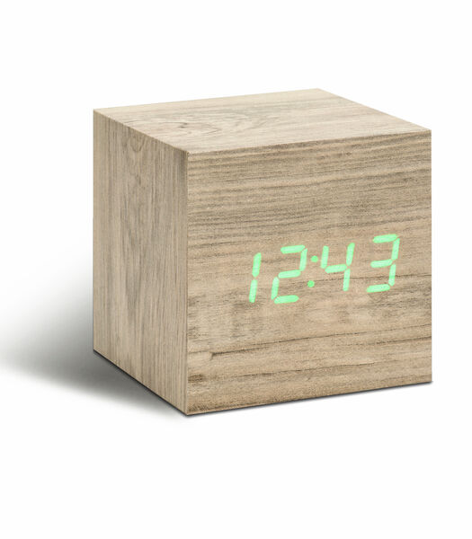 Cube click clock Réveil - Frêne/Vert LED