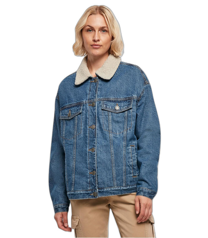 Veste en jean à col sherpa oversize femme image number 2