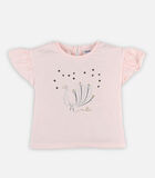 Roze T-shirt met korte mouwen en lovertjes image number 0