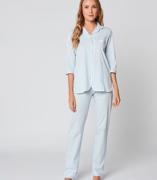 Pyjama boutonné 100% coton ESSENTIEL E06A Bleuté