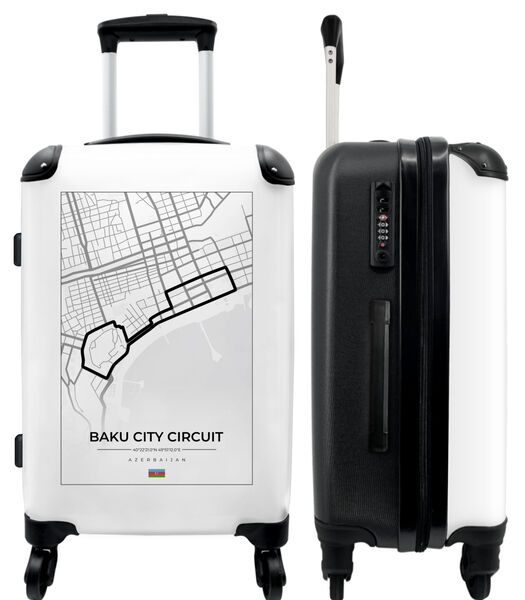 Bagage à main Valise avec 4 roues et serrure TSA (Circuit de course - F1 - Baku City Circuit - Blanc - Racing)