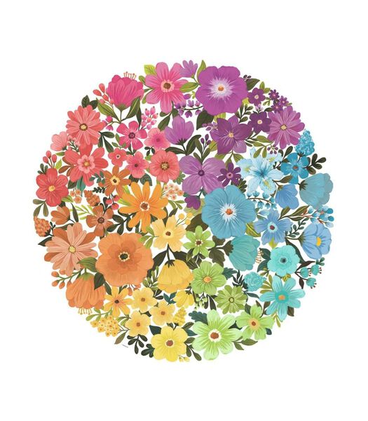 Puzzel 500 stukjes Round puzzle - Circle of colors - Flowers