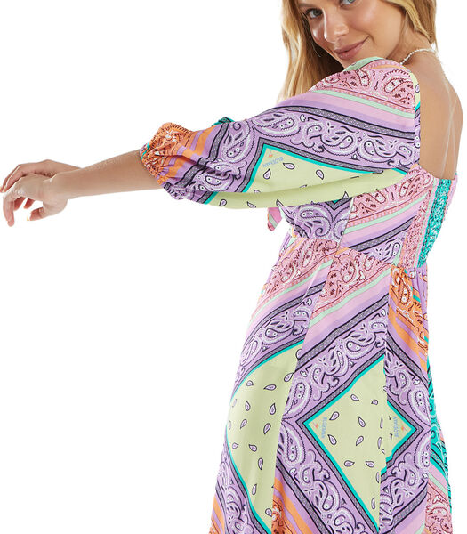 Robe De Plage Imprimé Bandana Coloré Détail Nœud - Bahamas Bandana Midi Dress
