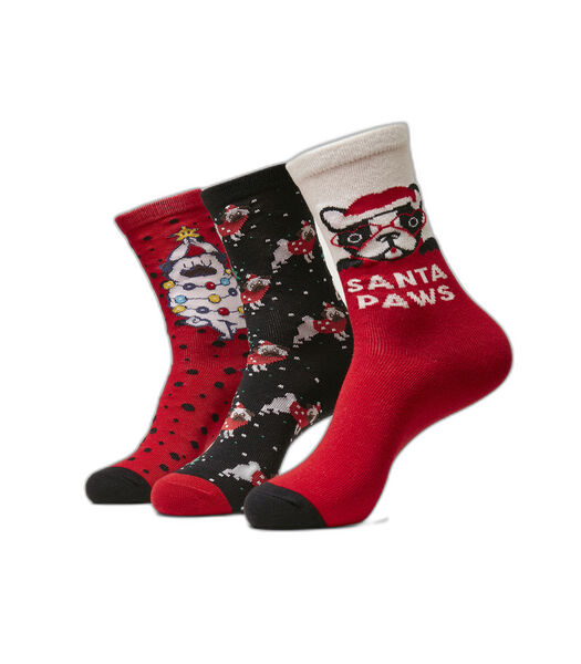 paires de chaussettes de noël Pug Christmas (x3)