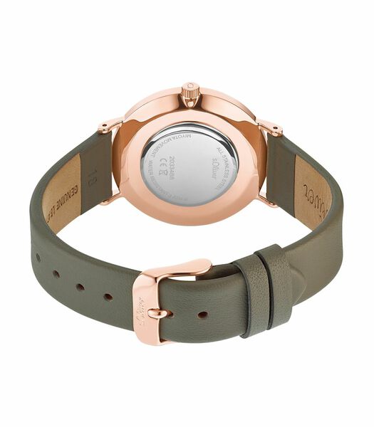 Quartz horloge voor dames, roestvrij staal IP rose en leder