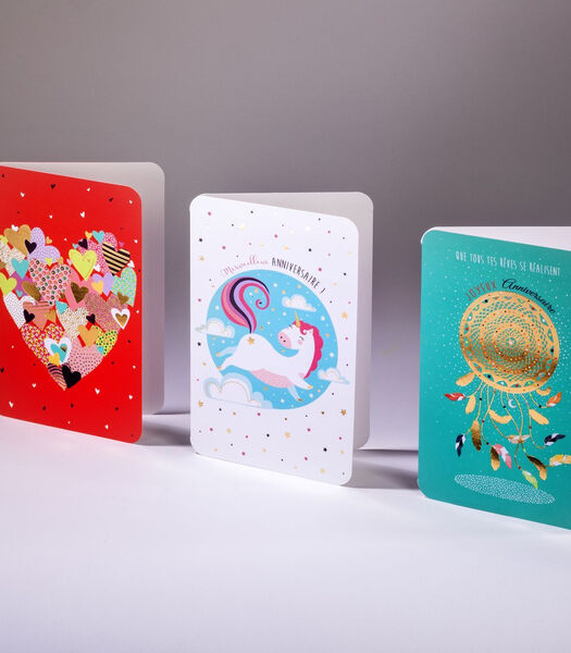 Boîte de 6 cartes doubles Sugar Candy  avec 6 enveloppes