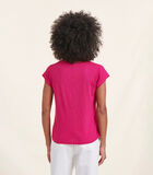 T-shirt rose fuchsia en coton modal petites manches courtes image number 2