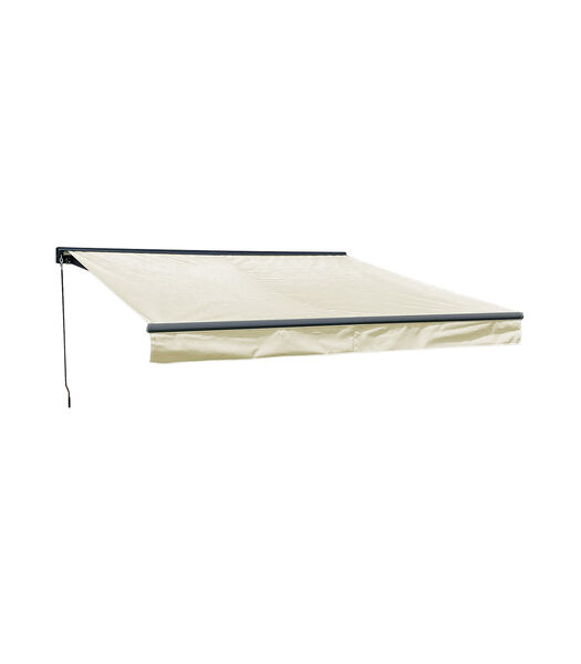 Store banne SAULE 3,5 × 3m avec semi-coffre - Toile beige et structure grise