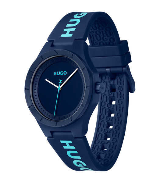 Horloge met siliconen armband blauwe wijzerplaat 1530344