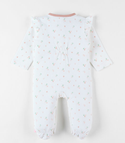 Jersey 1-delige pyjama met bloemenprint, ecru
