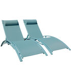Set van 2 GALAPAGOS ligstoelen in lichtblauw textilene - lichtblauw aluminium image number 0