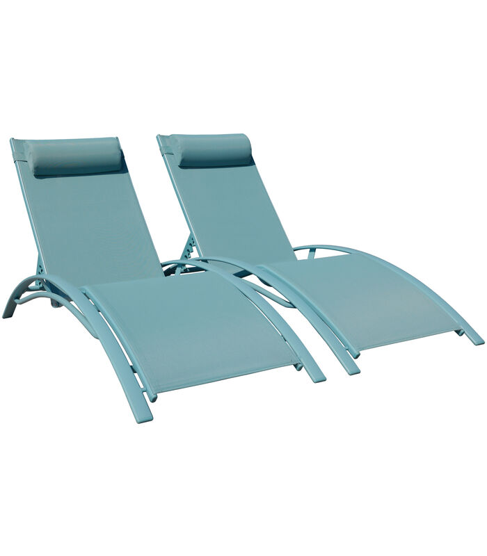 Set van 2 GALAPAGOS ligstoelen in lichtblauw textilene - lichtblauw aluminium image number 0